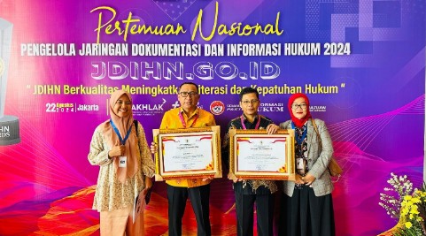 JDIH Kota Ternate dan Kabupaten Halmahera Barat Raih Penghargaan Kinerja Pengelolaan Terbaik