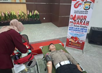 Peringati HUT ke-69, Ditlantas Polda Malut Gelar Donor Darah di Aula Patria Tama