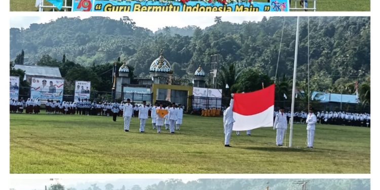 Pj Bupati Halteng Pimpin Upacara HUT PGRI ke-79 di Patani Utara