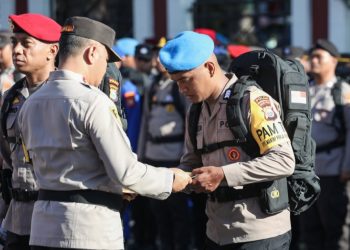 Siap Amankan Pemungutan Suara di TPS, Polda Malut kirim Ratusan Personel Back Up Polres Jajaran