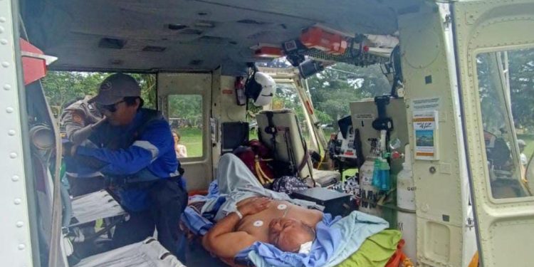 Alami Kritis, NHM Kerahkan Helikopter Evakuasi Korban Lakalantas ke RSUD Manado