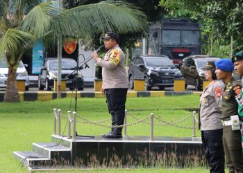 Polres Halmahera Utara Gelar Apel Siaga Gabungan Jelang Putusan MK, Sengketa Pilkada