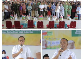 Tekan Inflasi dan Kemiskinan, Bupati dan Wabup Serahkan Sembako Gratis di Bulan Ramadhan