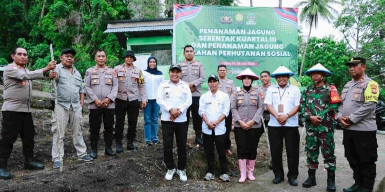 Polres Ternate Dukung Ketahanan Pangan Lewat Penanaman Jagung Serentak Kuartal III