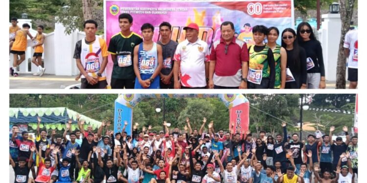 Menyambut HUT RI ke-80, Wabup dan Sekda Lepas Peserta Weda Fun-Run