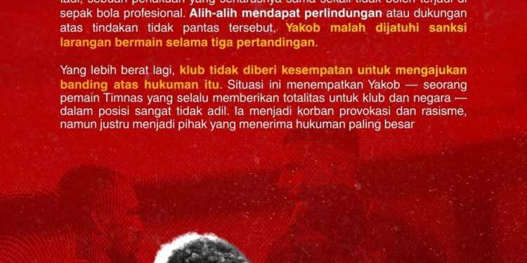 Dapat Perlakuan Rasis, Yakob Sayuri Justru Dihukum Komdis